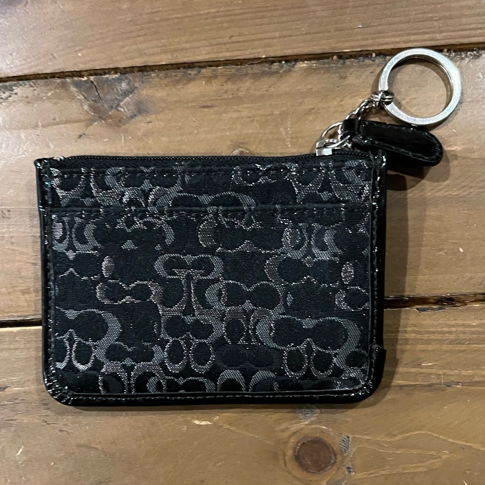 Coach Mini Skinning ID Case, Black and sliver